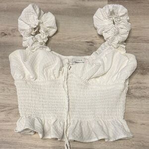 Lush White Ruffled Crop Top